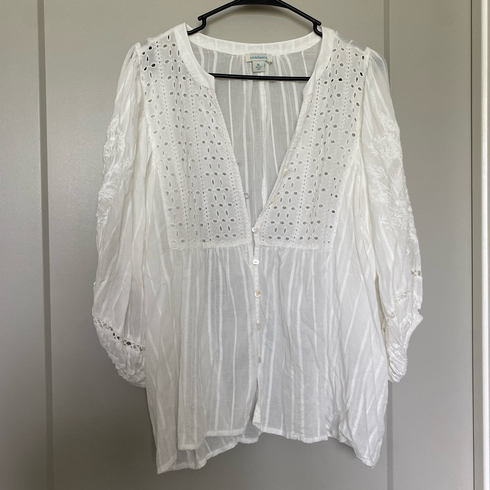 Sundance White Eyelet Blouse